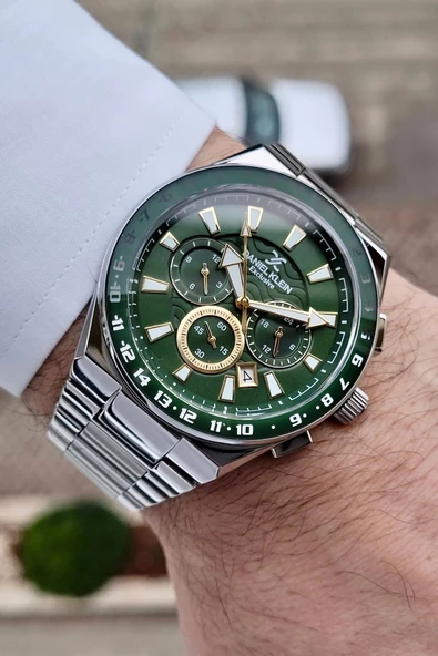 Daniel Klein DKISTE984 Kadranı Yeşil Kordonu Gümüş Renk İç Göstergeleri Aktif Erkek Kol Saati - Resim 3