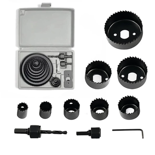 GFB Panç Seti Ahşap Sunta Duvar Buat Alçıpan Kartonpiyer Delme  Adaptör Takımı 16 Parça - Resim 5