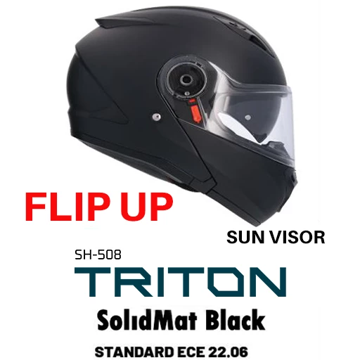 Shiro sh-508 Flip Up Trıton Solıd Mat Black Çene Açılır Motosiklet Kaskı Güneş Vizörlü L Beden