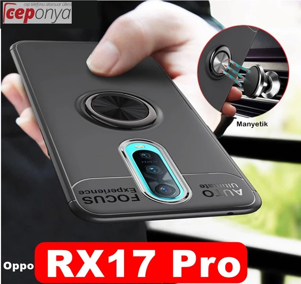 Oppo RX17 Pro Yüzüklü Standlı Manyetikli Kamera Korumalı Kılıf