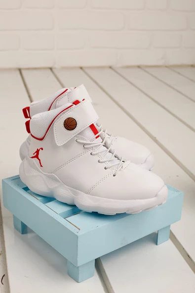 Kiko Kids Rio Günlük Spor Kız/Erkek Çocuk Basketbol Ayakkabısı Beyaz - Kırmızı - 9