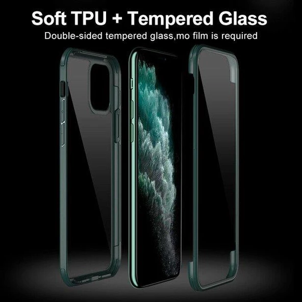 iPhone 11 Pro Max 9H Full Cam 360° Kamera Koruma Tam Koruma Kılıf - 7