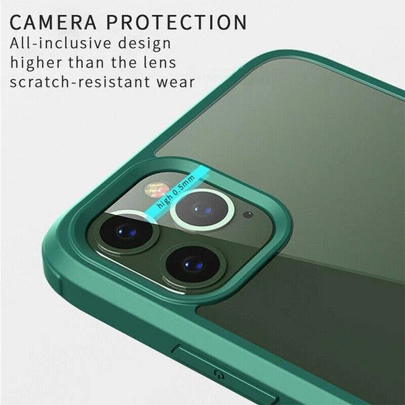 iPhone 11 Pro Max 9H Full Cam 360° Kamera Koruma Tam Koruma Kılıf - 11