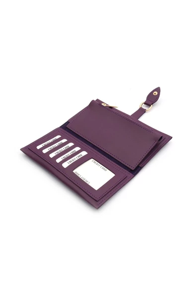 Kadın Cüzdan Telefon Ve Fermuarlı Bozuk Para Bölmeli Ergonomik Tasarım Mor - 3