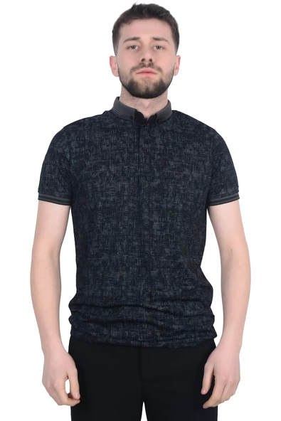 Cengiz İnler Jakar Desenli Erkek Polo Yaka T-shirt - 4