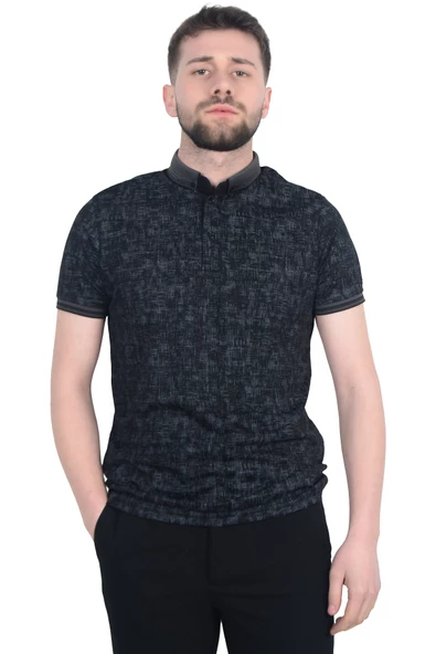Cengiz İnler Jakar Desenli Erkek Polo Yaka T-shirt - 9