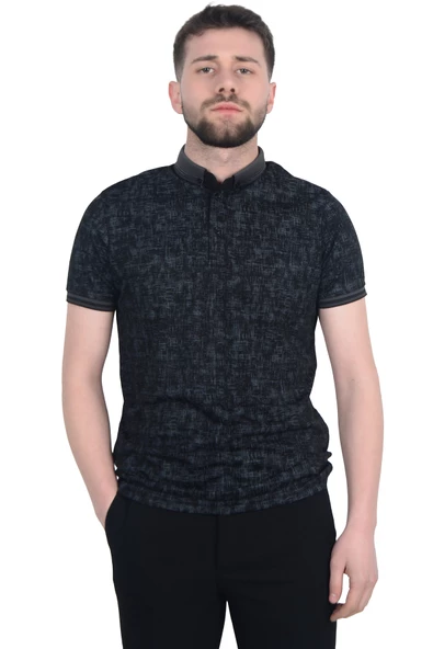 Cengiz İnler Jakar Desenli Erkek Polo Yaka T-shirt - 7