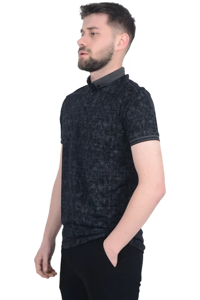Cengiz İnler Jakar Desenli Erkek Polo Yaka T-shirt - 2