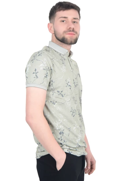 Cengiz İnler Sarmaşık Desenli Erkek Polo Yaka T-shirt - 10