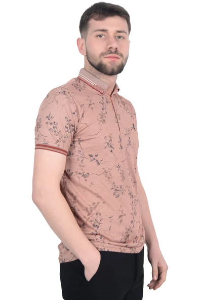 Cengiz İnler Sarmaşık Desenli Erkek Polo Yaka T-shirt - 4
