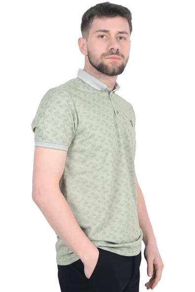 Cengiz İnler Geometrik Desen Erkek Polo Yaka T-shirt