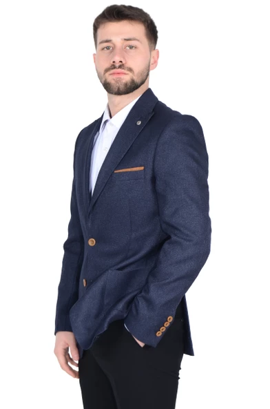 Cengiz İnler İtalyan Hasır Desen Slim Fit Erkek Ceket - 7