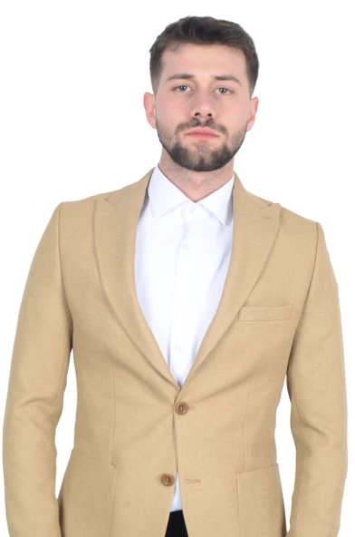 Cengiz İnler İtalyan Hasır Desen Slim Fit Erkek Ceket - 5
