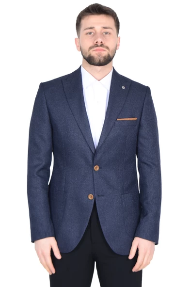 Cengiz İnler İtalyan Hasır Desen Slim Fit Erkek Ceket - 6