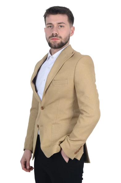 Cengiz İnler İtalyan Hasır Desen Slim Fit Erkek Ceket - 2