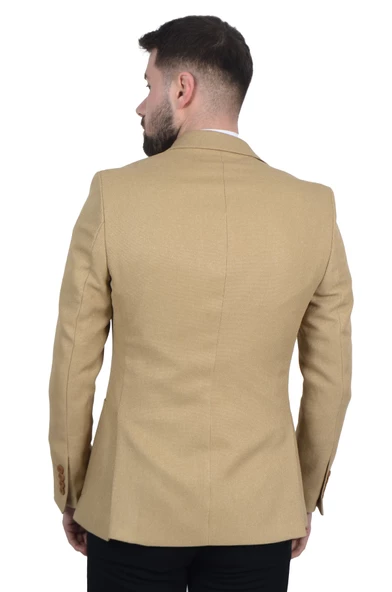 Cengiz İnler İtalyan Hasır Desen Slim Fit Erkek Ceket - 4