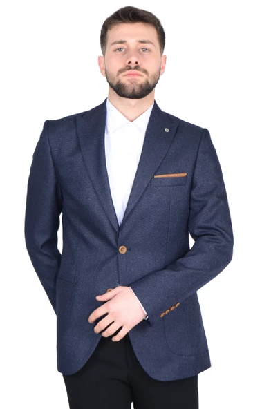 Cengiz İnler İtalyan Hasır Desen Slim Fit Erkek Ceket - 12