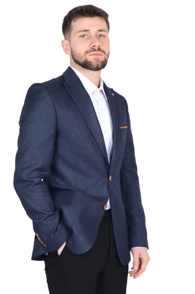 Cengiz İnler İtalyan Hasır Desen Slim Fit Erkek Ceket - 11