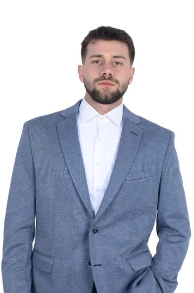 Cengiz İnler Dokulu Mono Yaka Çift Düğme Slim Fit Erkek Ceket - 5