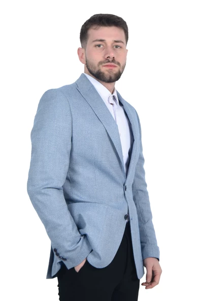Cengiz İnler Kendinden Desenli Kırlangıç Yaka Çift Düğme Torba Cepli Slim Fit Erkek Ceket - 4