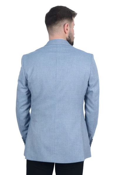 Cengiz İnler Kendinden Desenli Kırlangıç Yaka Çift Düğme Torba Cepli Slim Fit Erkek Ceket - 5