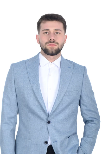 Cengiz İnler Kendinden Desenli Kırlangıç Yaka Çift Düğme Torba Cepli Slim Fit Erkek Ceket - 6