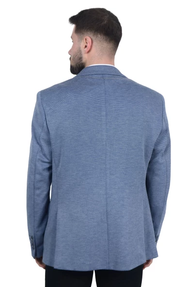 Cengiz İnler Dokulu Mono Yaka Çift Düğme Slim Fit Erkek Ceket - 4