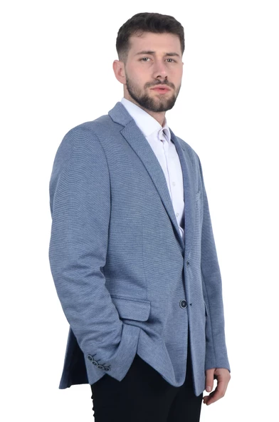 Cengiz İnler Dokulu Mono Yaka Çift Düğme Slim Fit Erkek Ceket - 3