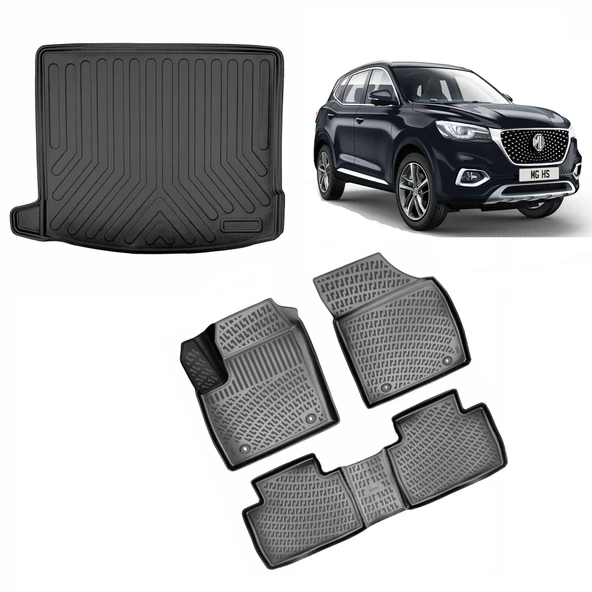 Rizline MG HS Benzinli  2018 Sonrası 3D Havuzlu Paspas ve Bagaj Havuzu Set Siyah ürün görseli