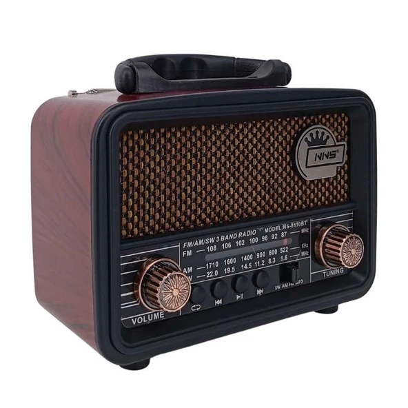 Radyo Nostalji Şarjlı Bt/Usb/Sd Nns Ns-8110Bt Bordo