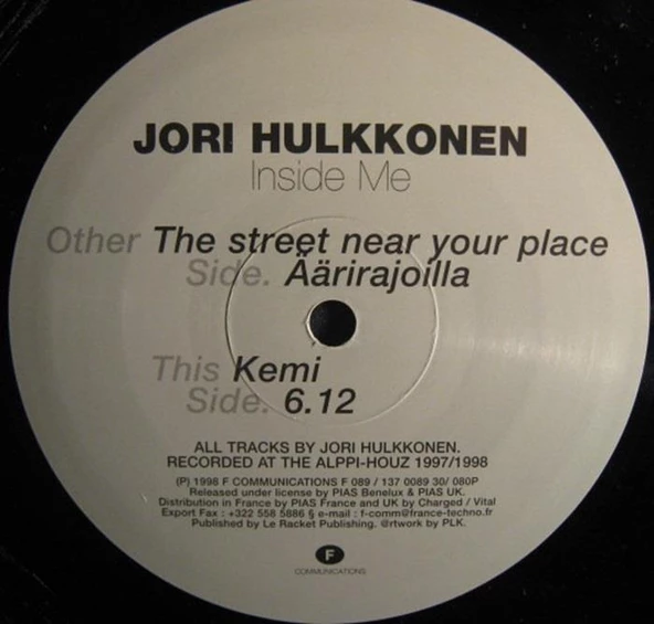 Jori Hulkkonen – Inside Me - Broken Beat, Deep Techno, Leftfield Vinly Plak alithestereo - 3