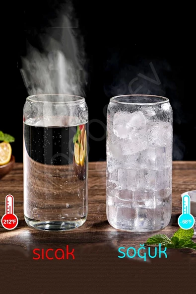 2li Bambu Kapaklı Pipetli Isıya Dayanıklı Cam Bardak 550 ml Kola Kutu Şekilli Kahve Sunum Bardağı - Resim 2