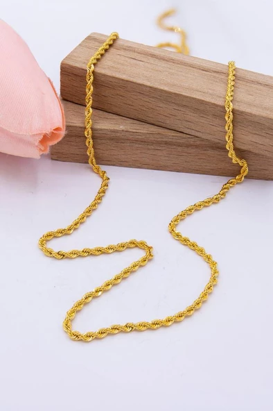 22 Ayar Altın Zincir 2 MM Halat Altın Zincir 55 CM Kadın Zincir
