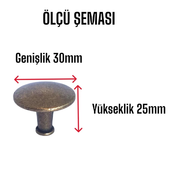 8 Adet Düz Düğme Antik Sarı Kulp Mobilya Çekmece Dolap Kapak Kulbu Metal Kulp Aksesuarları Vidalı - 3