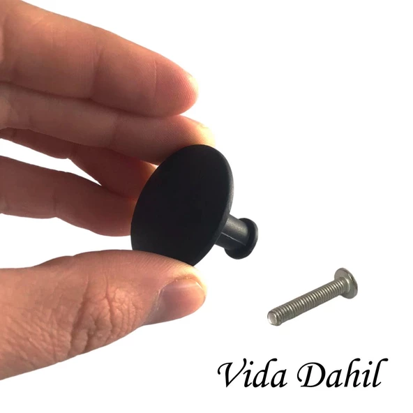 8 Adet Düz Düğme Siyah Kulp Mobilya Çekmece Dolap Kapak Kulbu Metal Kulp Aksesuarları Vidalı - Resim 2