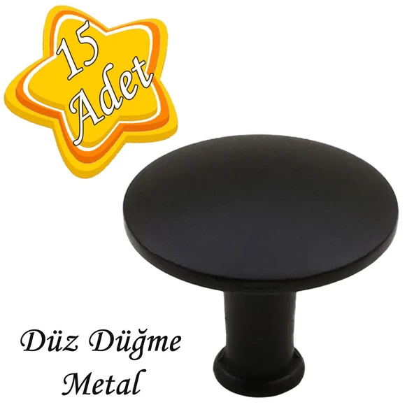 15 Adet Düz Düğme Siyah Kulp Mobilya Çekmece Dolap Kapak Kulbu Metal Kulp Aksesuarları Vidalı ürün görseli 1