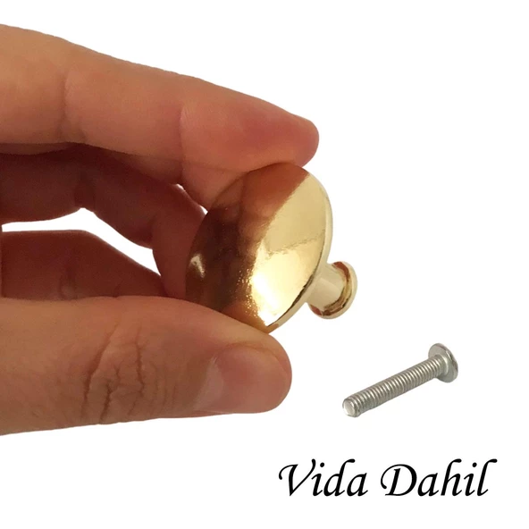 15 Adet Düz Düğme Altın Gold Kulp Mobilya Çekmece Dolap Kapak Kulbu Metal Kulp Aksesuarları Vidalı