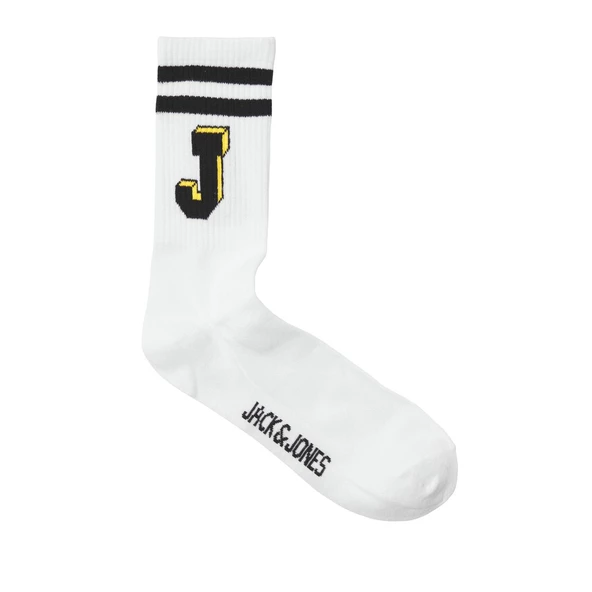 Jack & Jones 12250749 Jacsingle J Tennis Sock Sn Beyaz-Siyah