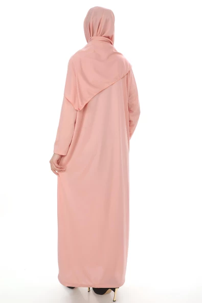 Şallı Tek Parça Namaz Elbisesi - Pembe - Resim 4