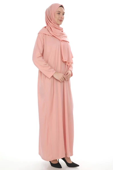 Şallı Tek Parça Namaz Elbisesi - Pembe - Resim 2