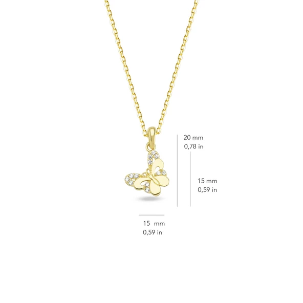 14 Ayar Taşlı Kelebek Altın Kolye 1,61 gr - Resim 2