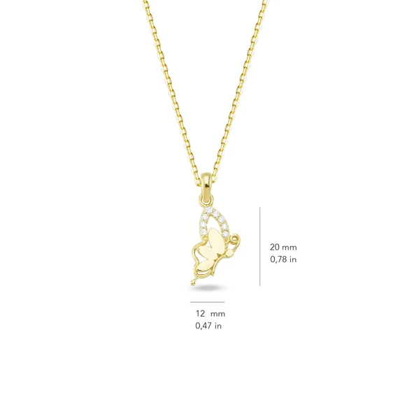 14 Ayar Taşlı Kelebek Altın Kolye 1,64 gr - Resim 2