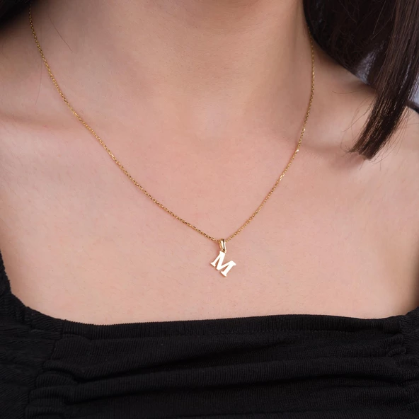 14 Ayar Altın M Harfi Kolye 1,55 gr - Resim 2