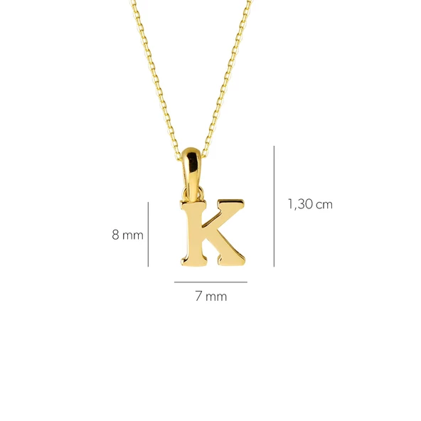 14 Ayar Altın K Harfi Kolye 1,52 gr - Resim 3