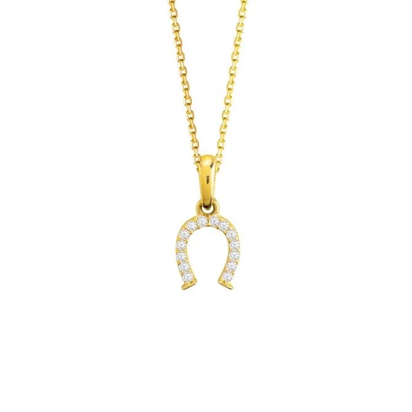 14 Ayar Altın Taşlı Nal Şans Kolye 1,55 gr ürün görseli 1