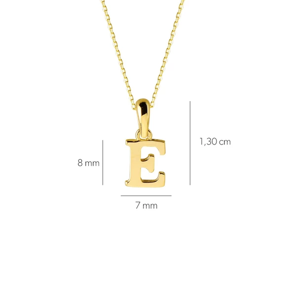 14 Ayar Altın E Harfi Kolye 1,53 gr - Resim 2