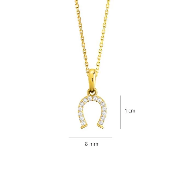 14 Ayar Altın Taşlı Nal Şans Kolye 1,55 gr - Resim 2