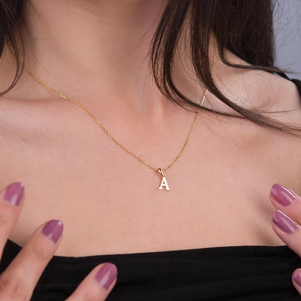 14 Ayar Altın A Harfi Kolye 1,44 gr - Resim 2
