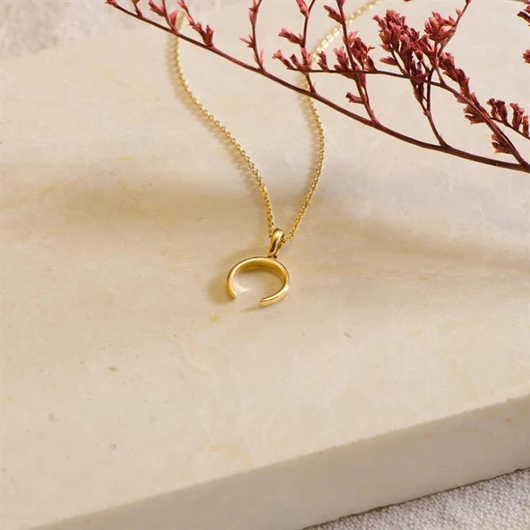 14 Ayar Altın Sade At Nalı Kolye  1,77 gr - Resim 6