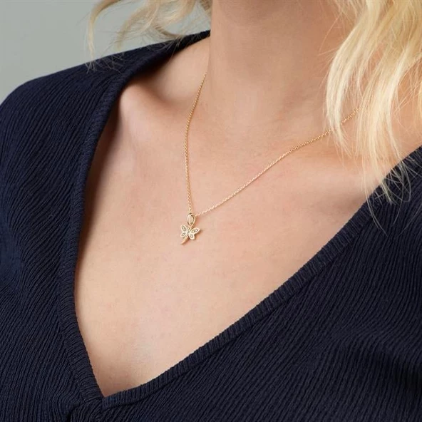 14 Ayar Altın Taşlı Yusufçuk Kolye 2,03 gr - 3